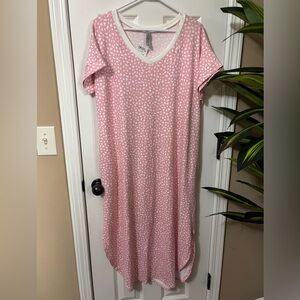 Pink Printed Short-Sleeve Nightgown by Honeyme Curvy XL NWOT